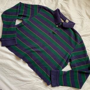 Oversized Striped Tee with Collar